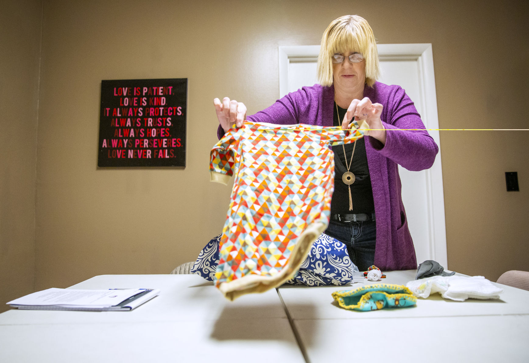 Newborn kits at the domestic violence shelter